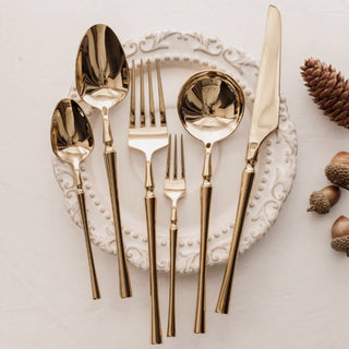 Luxury Gold Finish Cutlery Set | Modern Stainless Steel Flatware for Elegant Dining