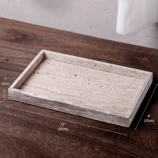 Luxury Natural Stone Bathroom Accessory Set | 5-Piece Solid Marble Vanity Organizer | Natural Beige Finish