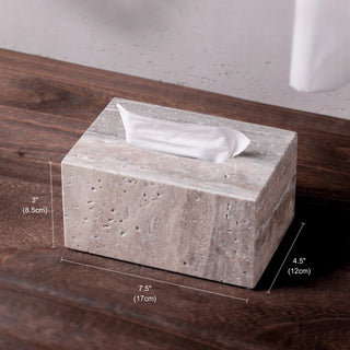 Luxury Natural Stone Bathroom Accessory Set | 5-Piece Solid Marble Vanity Organizer | Natural Beige Finish