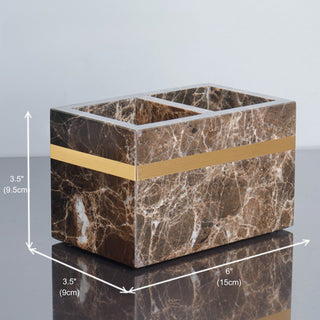 Luxury Premium Natural Brown Marble Bathroom Vanity Set Organizer | Spa Style Accessories