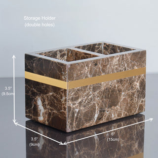 Luxury Premium Natural Brown Marble Bathroom Vanity Set Organizer | Spa Style Accessories