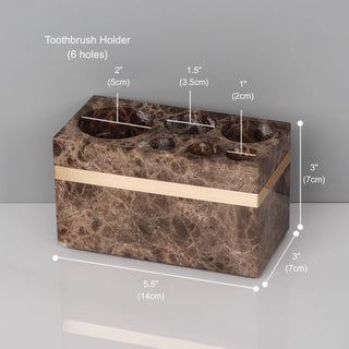 Luxury Premium Natural Brown Marble Bathroom Vanity Set Organizer | Spa Style Accessories