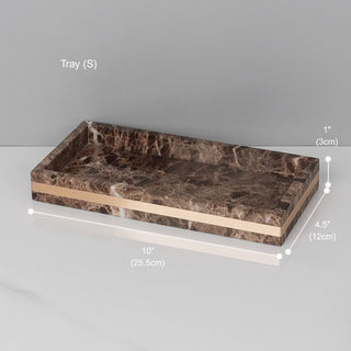 Luxury Premium Natural Brown Marble Bathroom Vanity Set Organizer | Spa Style Accessories
