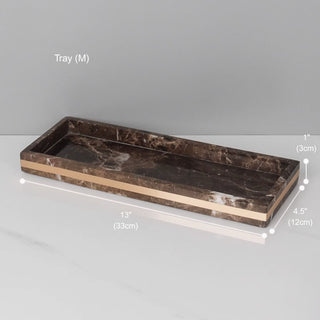 Luxury Premium Natural Brown Marble Bathroom Vanity Set Organizer | Spa Style Accessories