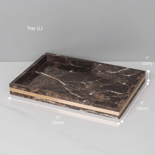 Luxury Premium Natural Brown Marble Bathroom Vanity Set Organizer | Spa Style Accessories