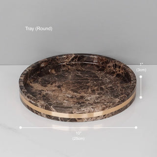 Luxury Premium Natural Brown Marble Bathroom Vanity Set Organizer | Spa Style Accessories