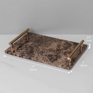Luxury Premium Natural Brown Marble Bathroom Vanity Set Organizer | Spa Style Accessories