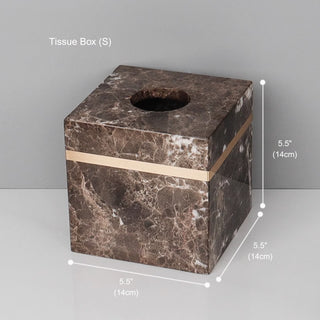 Luxury Premium Natural Brown Marble Bathroom Vanity Set Organizer | Spa Style Accessories