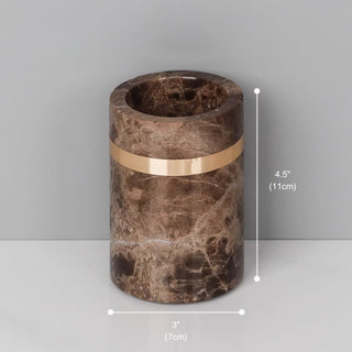 Luxury Premium Natural Brown Marble Bathroom Vanity Set Organizer | Spa Style Accessories