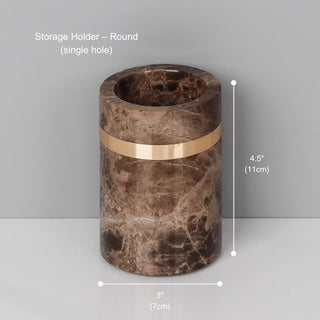 Luxury Premium Natural Brown Marble Bathroom Vanity Set Organizer | Spa Style Accessories