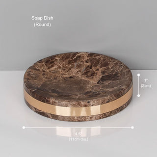 Luxury Premium Natural Brown Marble Bathroom Vanity Set Organizer | Spa Style Accessories