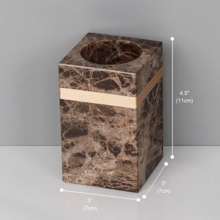Luxury Premium Natural Brown Marble Bathroom Vanity Set Organizer | Spa Style Accessories
