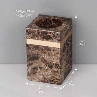 Luxury Premium Natural Brown Marble Bathroom Vanity Set Organizer | Spa Style Accessories