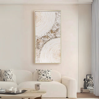 Luxury Shimmering 3D Handcrafted Mother of Pearl | Sand Textured | Champagne Gold Framed