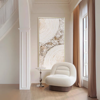 Luxury Shimmering 3D Handcrafted Mother of Pearl | Sand Textured | Champagne Gold Framed