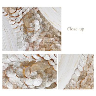 Luxury Shimmering 3D Handcrafted Mother of Pearl | Sand Textured | Champagne Gold Framed