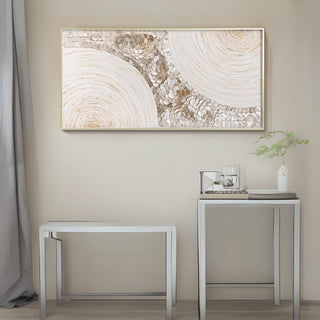 Luxury Shimmering 3D Handcrafted Mother of Pearl | Sand Textured | Champagne Gold Framed