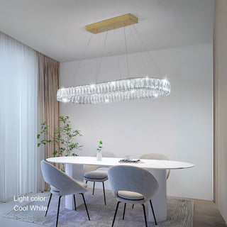 Luxury Sparkling Oval 3-side Crystal Chandelier | Luxury Dining Pendant Lighting