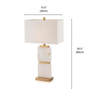 Lyra Tiered Marble Block Table Lamp | Layered Natural Marble & Gilded Dividers | Luxe Living Room Lighting