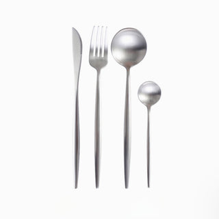 Matte Gold / Silver Dining Utensils Set of 4 | Elegant Chic Forks, Knives, Spoons Set