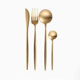 Matte Gold / Silver Dining Utensils Set of 4 | Elegant Chic Forks, Knives, Spoons Set