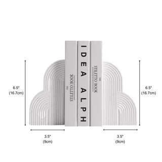 Minimalist White Cloud Ceramic Bookends Set of 2 | Nordic Abstract Arch Book Supports