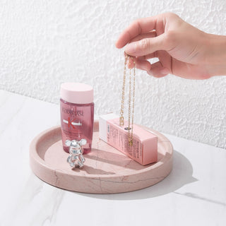 Natural Pink Stone Tray | Pink Circular Valet | Modern Minimalist Catchall