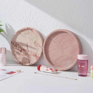 Natural Pink Stone Tray | Pink Circular Valet | Modern Minimalist Catchall