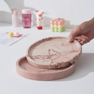 Natural Pink Stone Tray | Pink Circular Valet | Modern Minimalist Catchall
