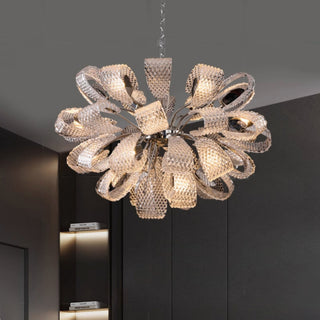 Post-contemporary Glass Flower Burst Chandelier | Glam Glass Sphere Pendant Light