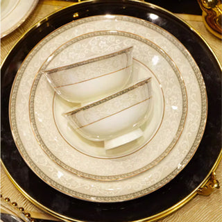 Opulent Gold Rimmed Dinnerware Set | Royal Style Tableware for Wedding & Special Occasion Dinnerware