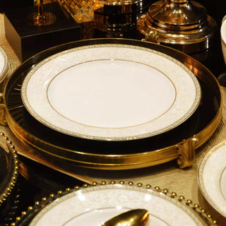 Opulent Gold Rimmed Dinnerware Set | Royal Style Tableware for Wedding & Special Occasion Dinnerware