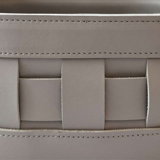 Oval Woven Leather Tall Caddy | Equestrian Valet Catch-All | for Skincare, Cosmetics, and Remotes