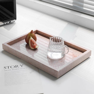 Pink Marble Rectangular Valet Tray | Natural Stone Catchall | Vanity Organizer