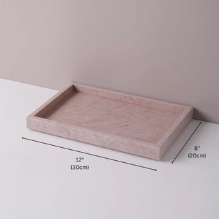 Pink Marble Rectangular Valet Tray | Natural Stone Catchall | Vanity Organizer