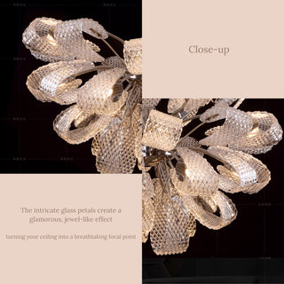 Post-contemporary Glass Flower Burst Chandelier | Glam Glass Sphere Pendant Light