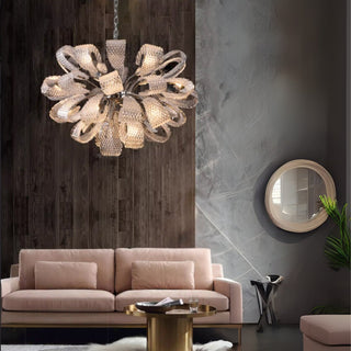 Post-contemporary Glass Flower Burst Chandelier | Glam Glass Sphere Pendant Light