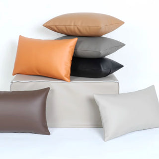 Premium PU Leather Accent Pillow | Contemporary Sofa Cushion | Easy Clean Design