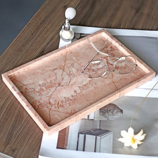 Rosa Natural Marble Rectangular Valet Tray | Rectangular Catchall | for Cosmetics & Jewelry