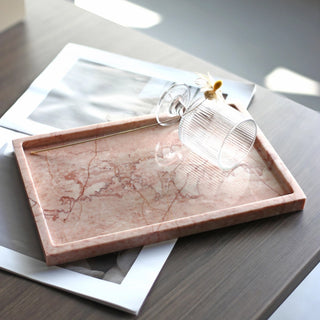 Rosa Natural Marble Rectangular Valet Tray | Rectangular Catchall | for Cosmetics & Jewelry