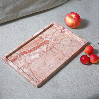 Rosa Natural Marble Rectangular Valet Tray | Rectangular Catchall | for Cosmetics & Jewelry
