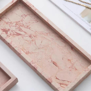 Rosa Natural Marble Rectangular Valet Tray | Rectangular Catchall | for Cosmetics & Jewelry
