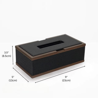 Rosewood & Leather Tray | Modern Luxe | Dark Wood Frame & Pebbled Leather