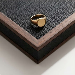 Rosewood & Leather Tray | Modern Luxe | Dark Wood Frame & Pebbled Leather