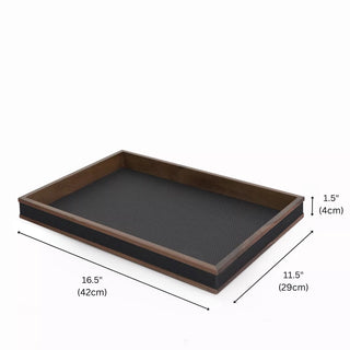 Rosewood & Leather  Tissue Box | Modern Luxe | Dark Wood Frame & Pebbled Leather