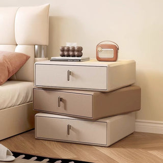 Rotating Leather Bedside Cabinet | 3‑Tier 360° Pivot Drawers Nightstand