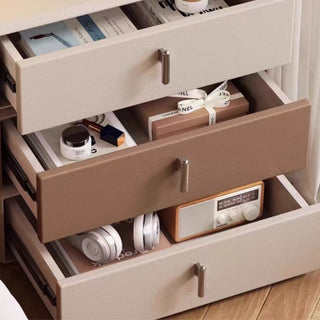 Rotating Leather Bedside Cabinet | 3‑Tier 360° Pivot Drawers Nightstand