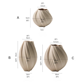 Sculptural Spiral Textured Vase | Organic Form Decorative Vessel | Neutral Beige Décor