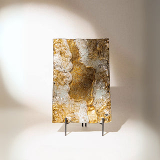 Shimmering Gold & White Textured Table Art | Luxury Home Decor Accent