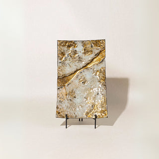Shimmering Gold & White Textured Table Art | Luxury Home Decor Accent